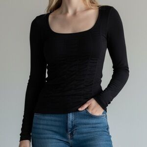 Free People stretching Women's Black Long Sleeve Top size XS